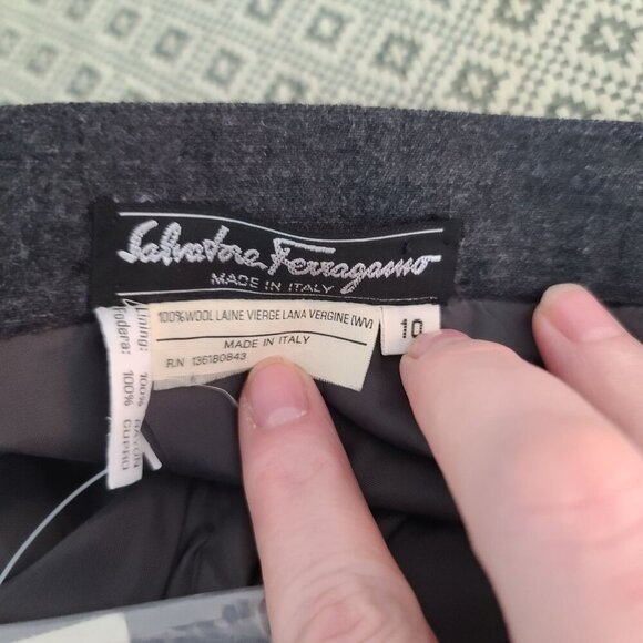 Salvatore Ferragamo Vintage Dead Stock with Tags‎ Wool Pencil Skirt Gray Size 10 - Picture 11 of 12